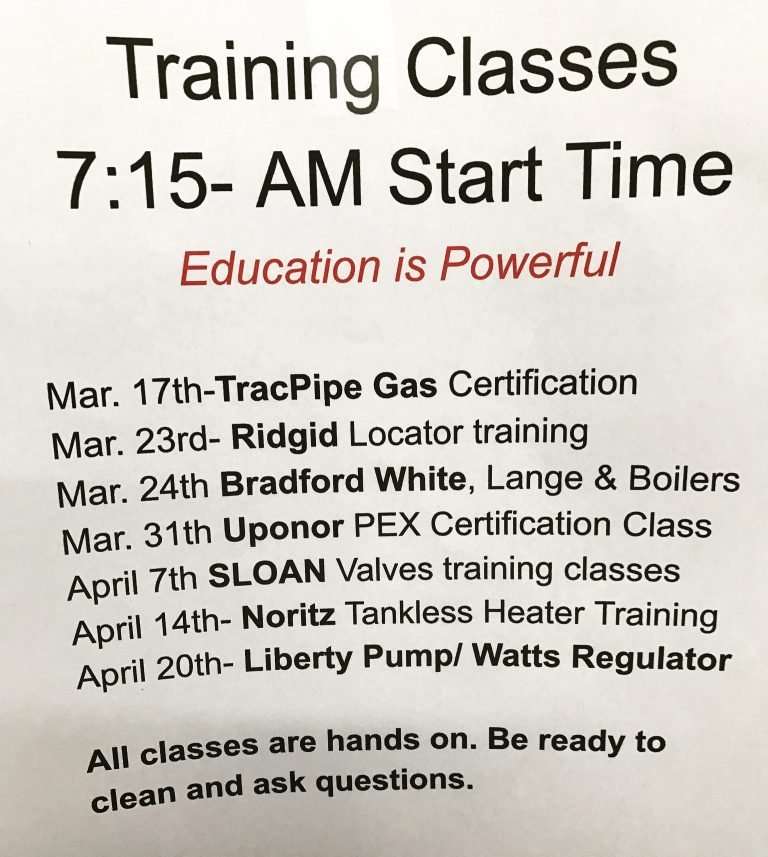Spring Plumbing Training & Education