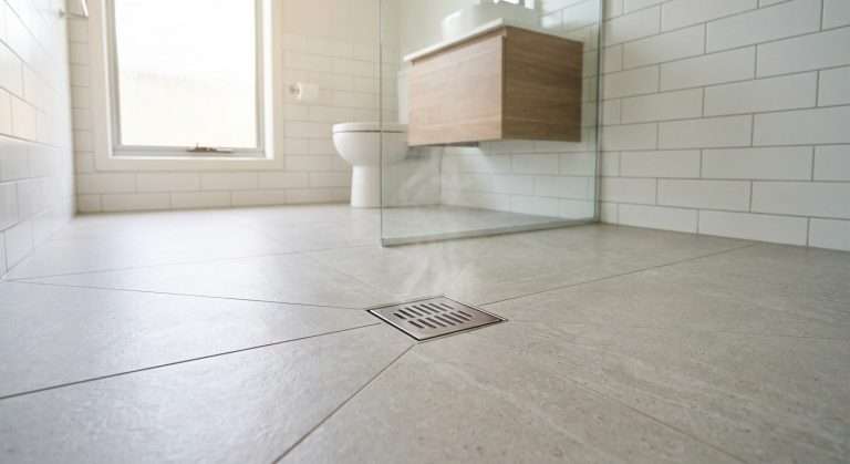 Bathroom floor drain that may be source of sewage smell in house