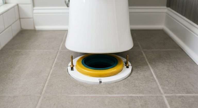 Toilet wax ring on PVC flange during replacement